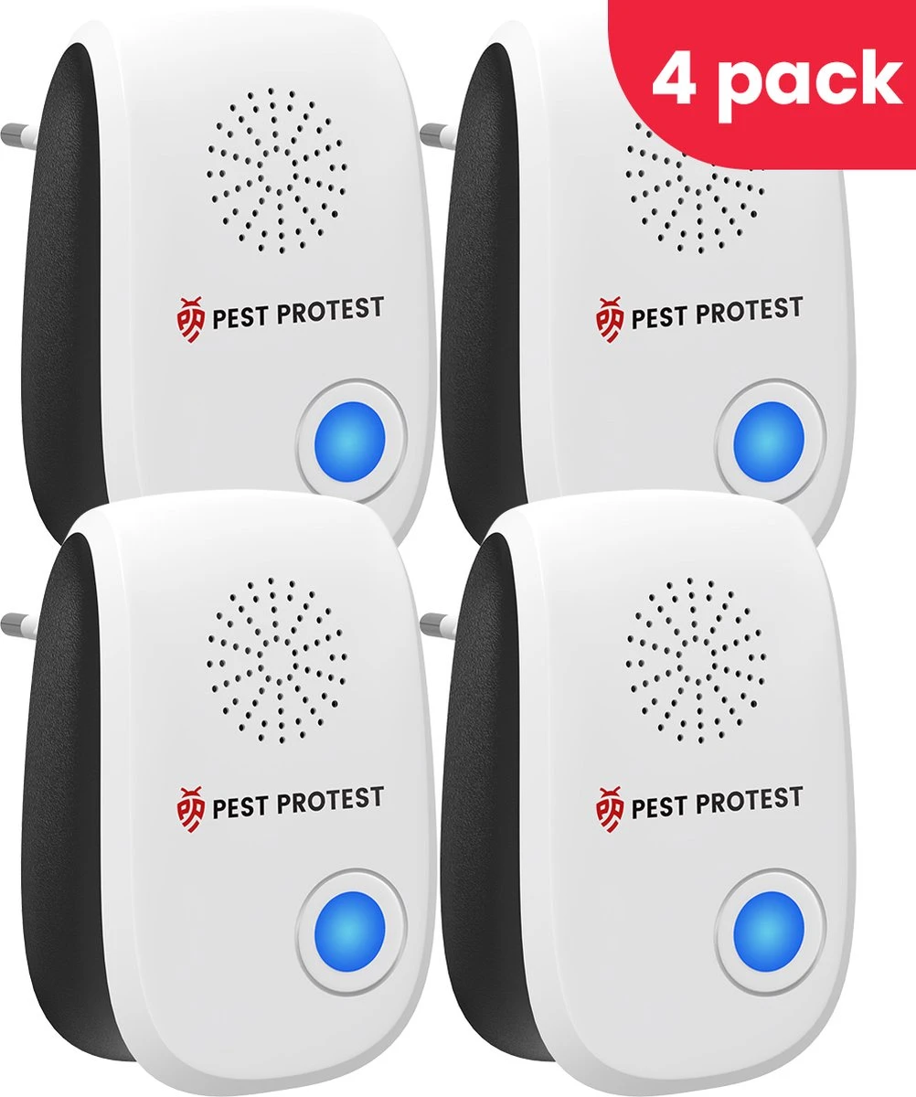 4-Pack Pest Protest® Muizenverjager – Ongedierte Verjager - Repeller Met Ultrasone – Insecten Reject – Diervriendelijk Muizen Bestrijding