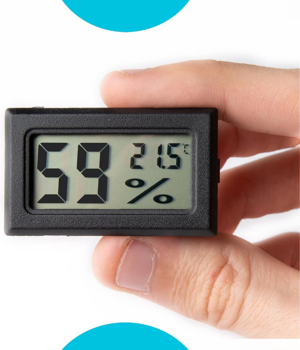 Compacte Hygrometer Mèt Batterijen - Zwart - Hygro- En Thermometer - Digitale Luchtvochtigheidsmeter - Vochtmeter Voor Binnen - 2 In 1 - Afbeelding 2