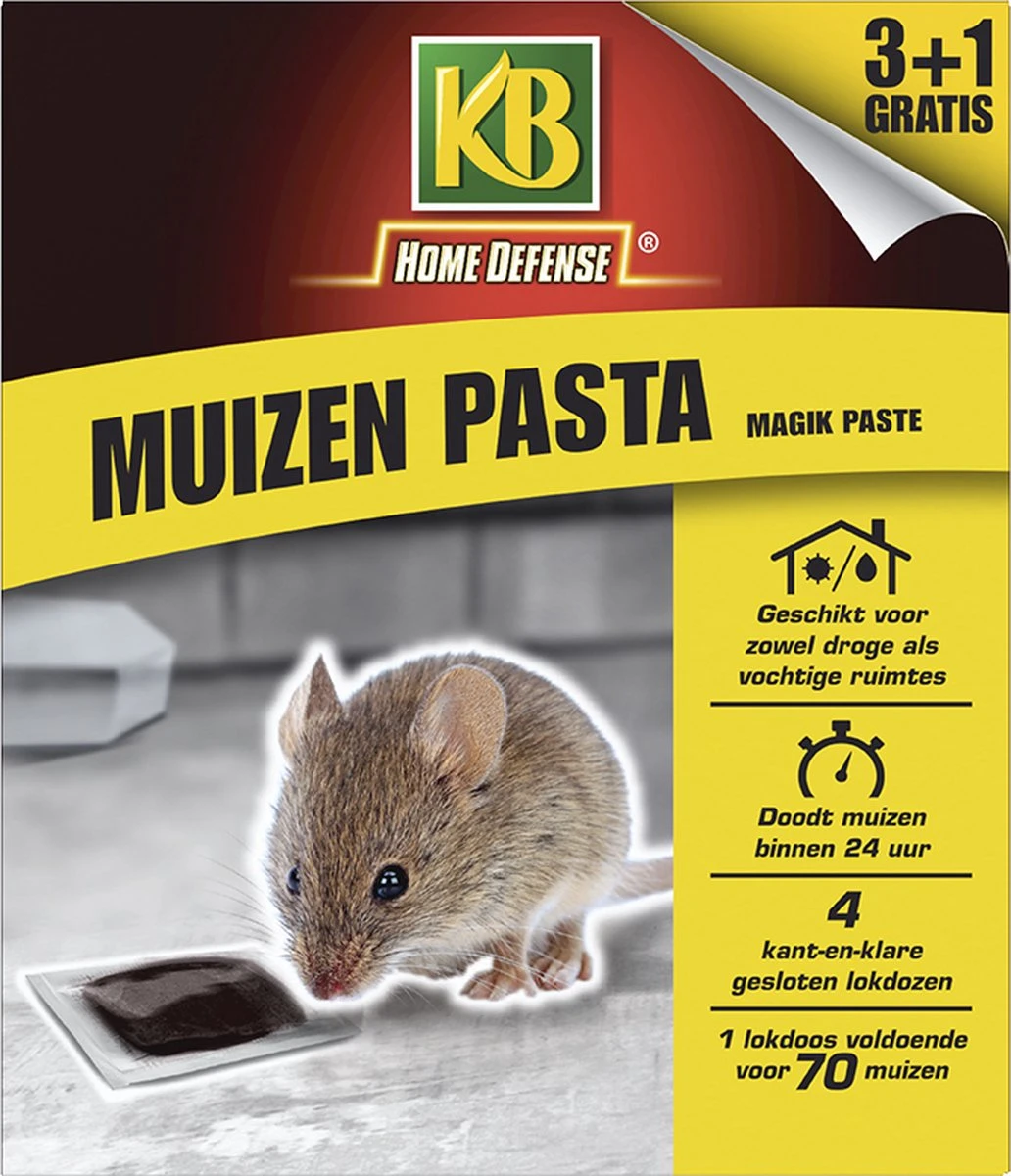 KB Home Defense Muizenlokdoos Magik Paste (pasta) - Muizenval - Muizen Pasta (10g) Voldoende Voor 70 Muizen - 3+1 Gratis - Muizengif - Werkt Binnen 24 Uur - Afbeelding 2