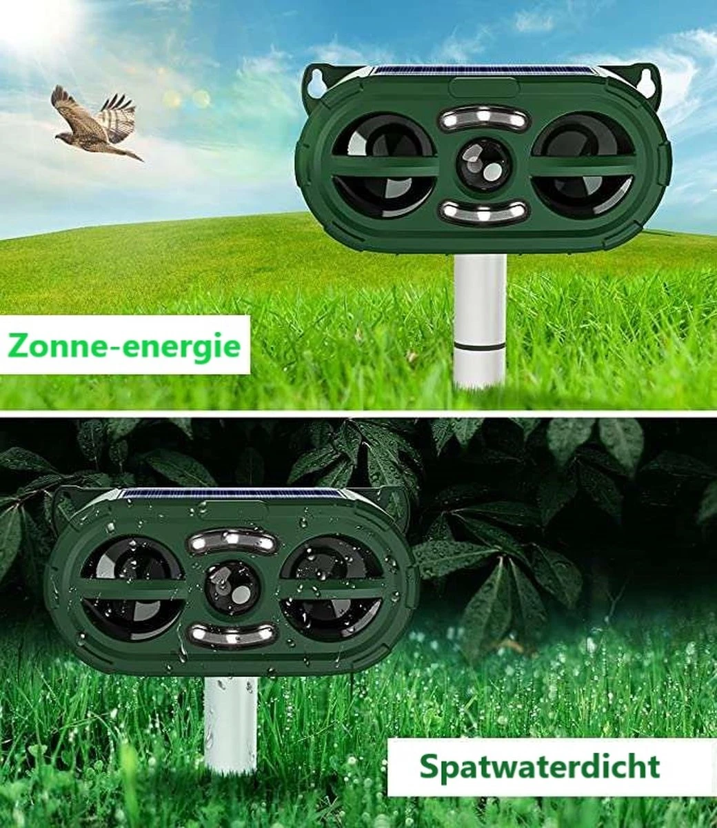 Steks® Kattenverjager 2023 Model - Kattenschrik - Katten Afweermiddel - Op Zonneenergie - Marterverjager - Op Batterijen - Met Adapter - Tuin - Ongedierte Verjager - Afbeelding 5