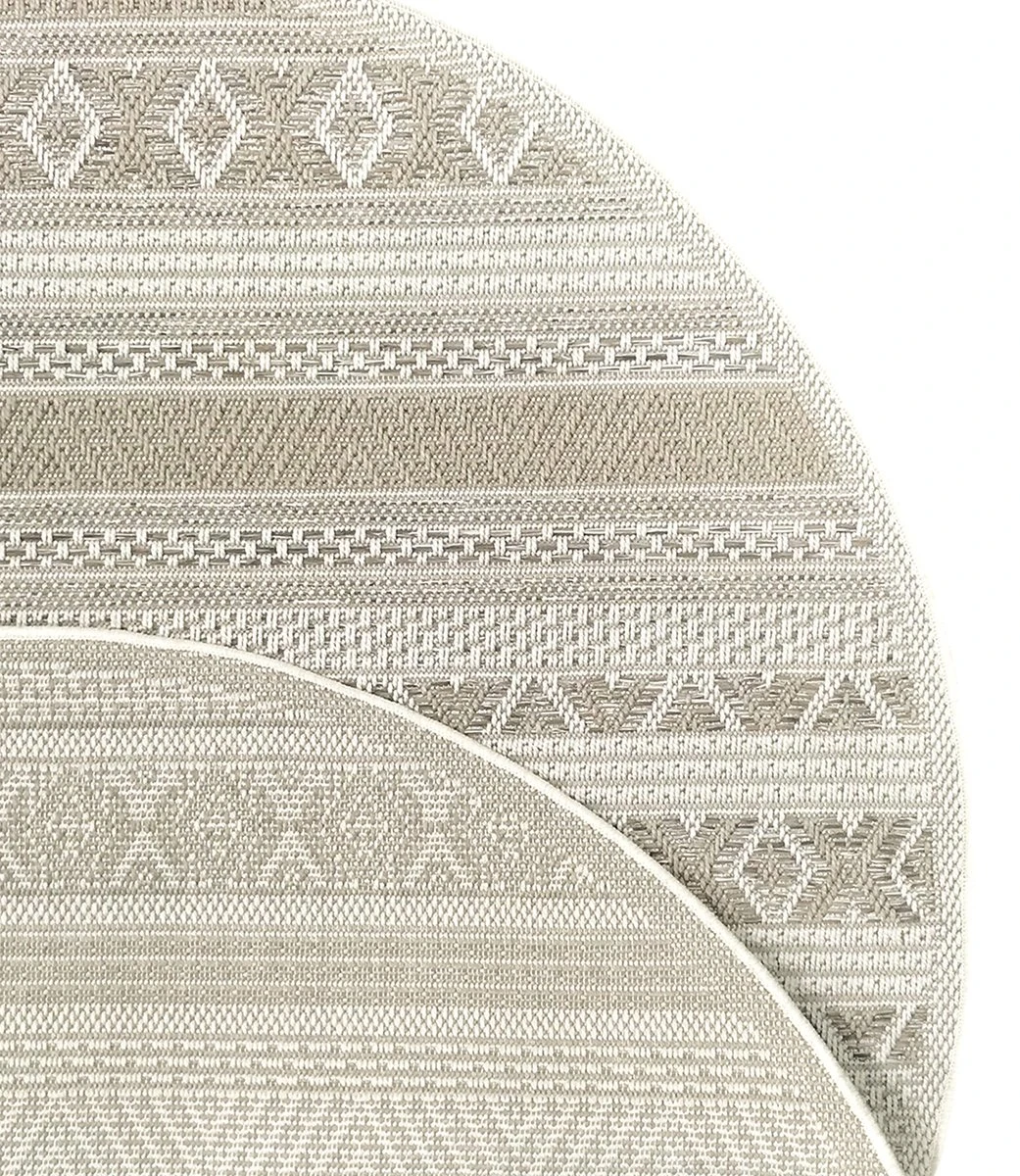 The Carpet Calgary Vloerkleed Voor Buiten En Buiten Buitenkleed Tuintapijt Buitentapijt Beige 160 Cm Rond - Afbeelding 3