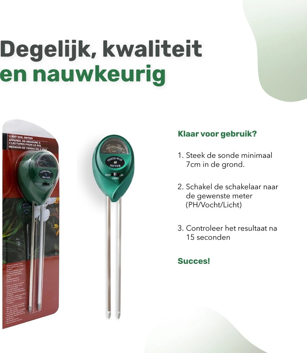LBB 3 In 1 Soil Meter - PH Meter - Vocht Meter - Licht Meter - Universeel - Vochtigheidsmeter - Vochtmeter Planten - Afbeelding 5