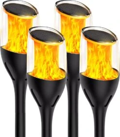 HEKO Solar® Tuinverlichting Torch - 4 Stuks - Fakkels - Op Zonne-Energie - Automatisch Aan/Uit - Eenvoudige Installatie