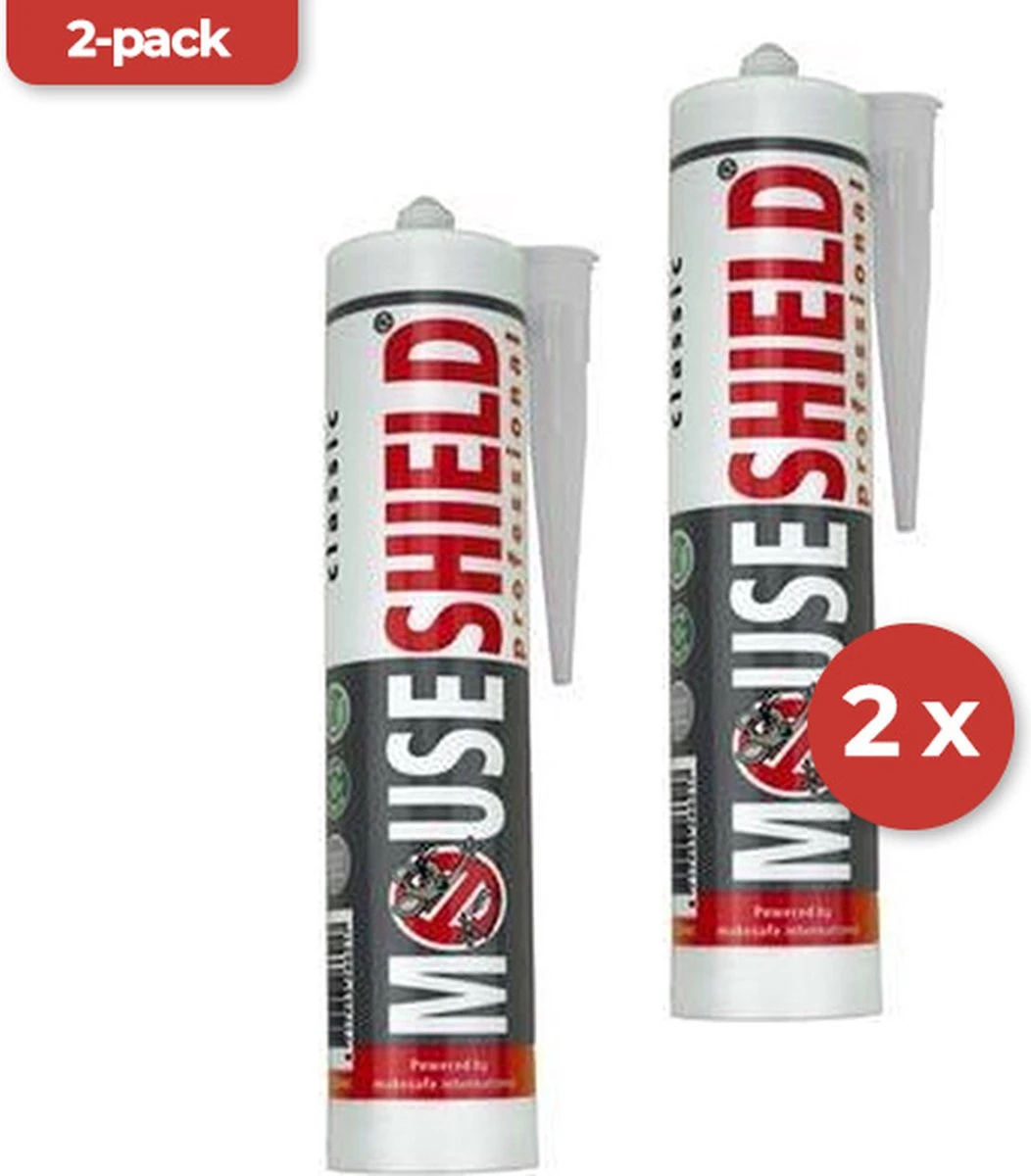 MouseShield Professional 2-pack – Weringspasta Tegen Muizen, Ratten En Ander Ongedierte – Kit Tegen Muizen – Effectiever Dan Muizengaas – Gifvrij – Afschrikkende Werking – Grijs/Wit – 2x300ml