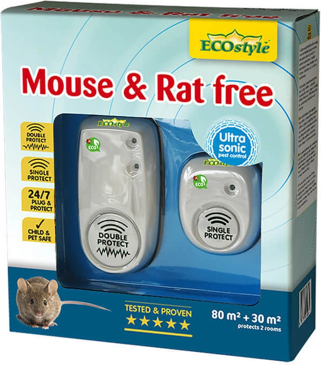 ECOstyle Mouse & Rat Free Tegen Muizen En Ratten - Ecologisch, Vriendelijk & Hyienisch - Veilig Voor Kinderen En Huisdieren - 30 + 30 M² - Voor 2 Kamers - Afbeelding 10