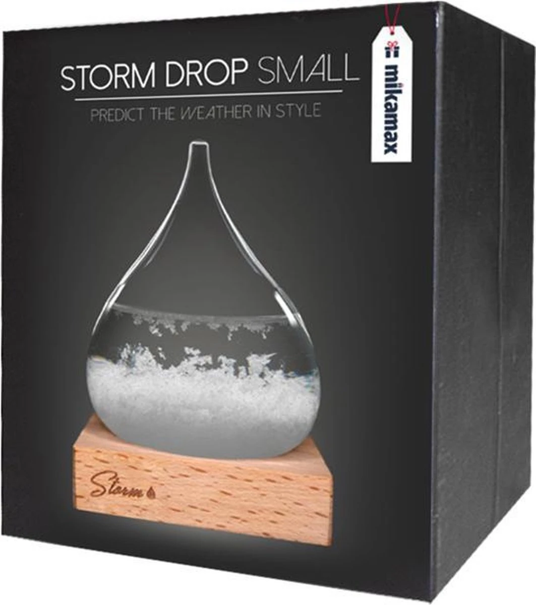 MikaMax Stormglas Small - Donderglas - Barometer - Weerglas - Weerstation - Weervoorspeller - Voorspelt Het Weer - Incl. Houten Standaard - ø 8 X 11 Cm - Afbeelding 3