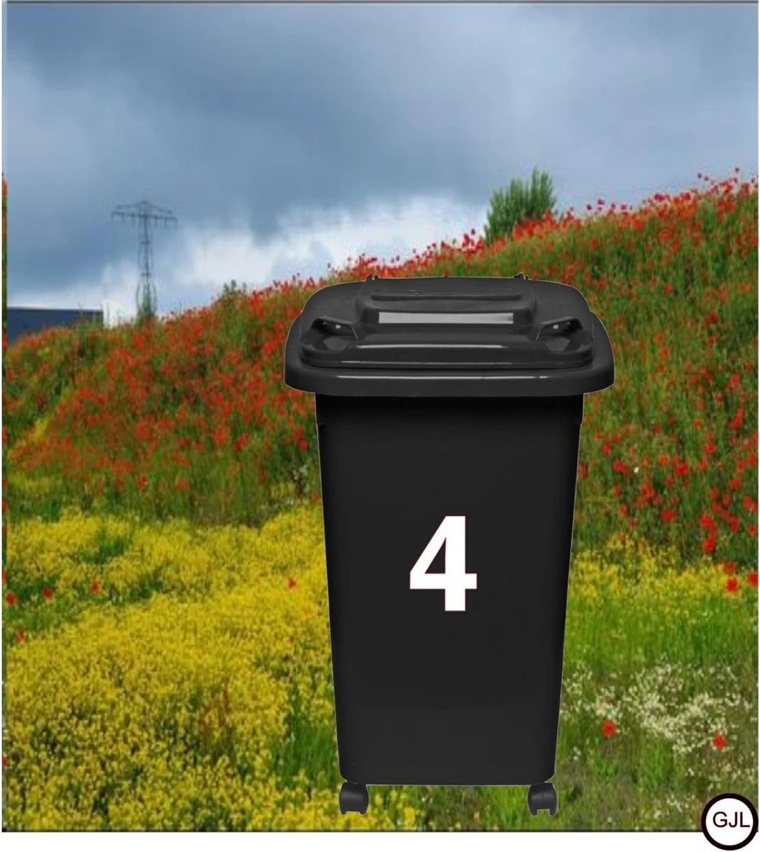 Merkloos Cijfersticker - Wit - 10 X 5 Cm - Kliko - Brievenbus - Deuren - Containers - Voorraadbakken - Ramen - Nummer 4 - Afbeelding 2