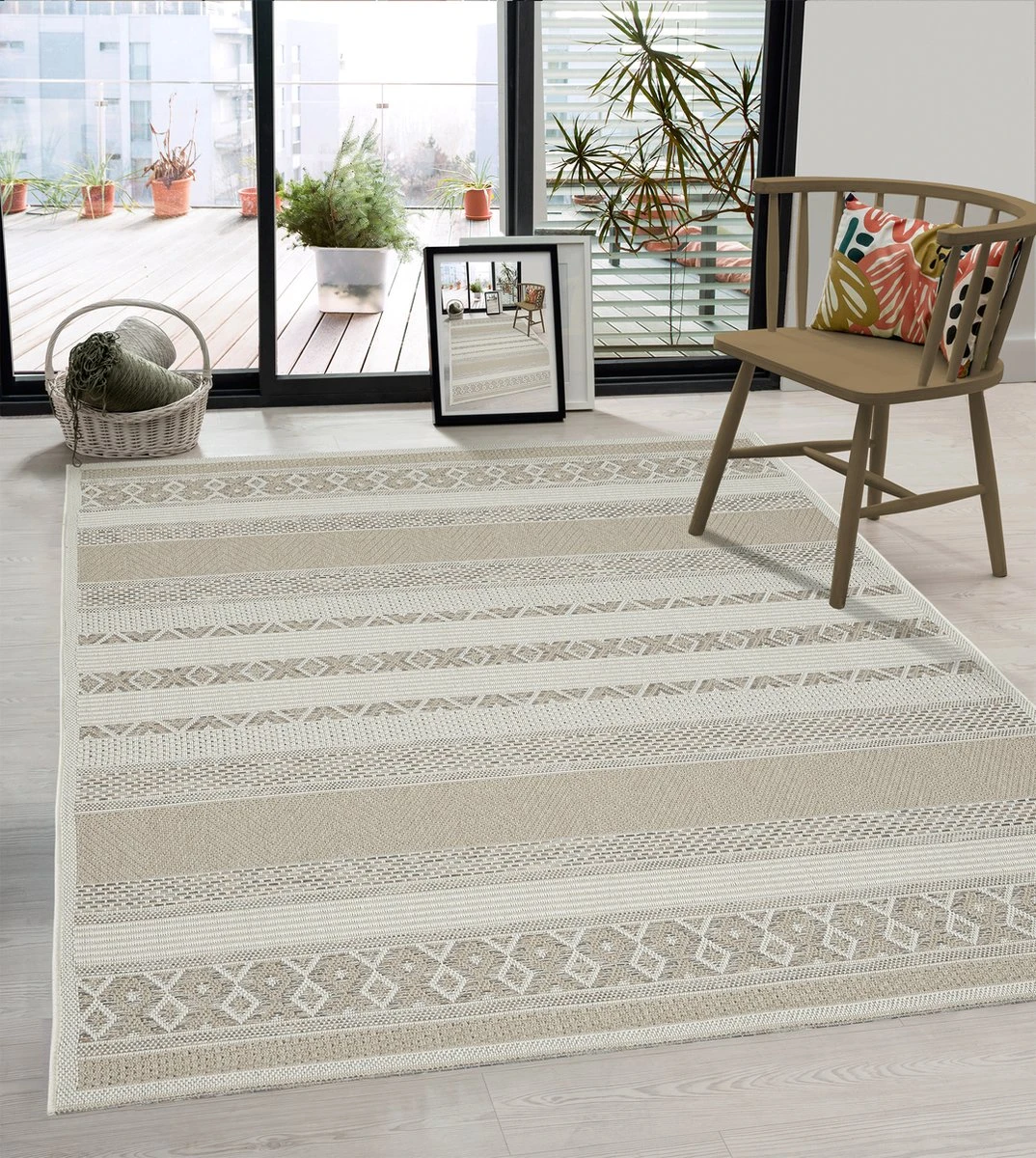 The Carpet Calgary Vloerkleed Voor Buiten En Buiten Buitenkleed Tuintapijt Buitentapijt Beige 200 X 280 Cm