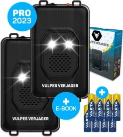 Vulpes Verjager® Marterverjager - Ongedierteverjager - Multifunctionele Set Binnen & Buiten - Batterijen, 12V & Auto Accu - Marters, Muizen & Ratten - Steenmarter Verjager PRO - 2 Stuks - Incl. E-book
