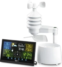 Emos Select Professioneel Weerstation Met Buitensensor, Incl. Touchscreen Kleurendisplay, DCF-ontvangstsignaal Klok - Binnen- En Buitentemperatuur, Weersvoorspelling, Met Draadloze Regenmeter En Windmeter