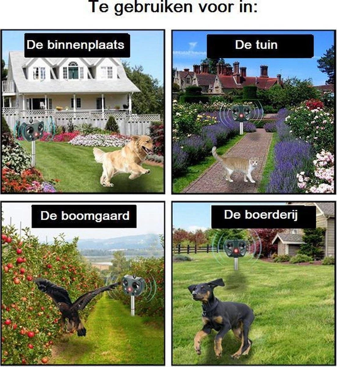 Dentools Ultrasone Kattenverjager - Kattenschrik - Zonneenergie - Marterverjager - Op Batterijen - Met Adapter - Katten Afweermiddel - Tuin - Ongedierte Verjager - Afbeelding 7