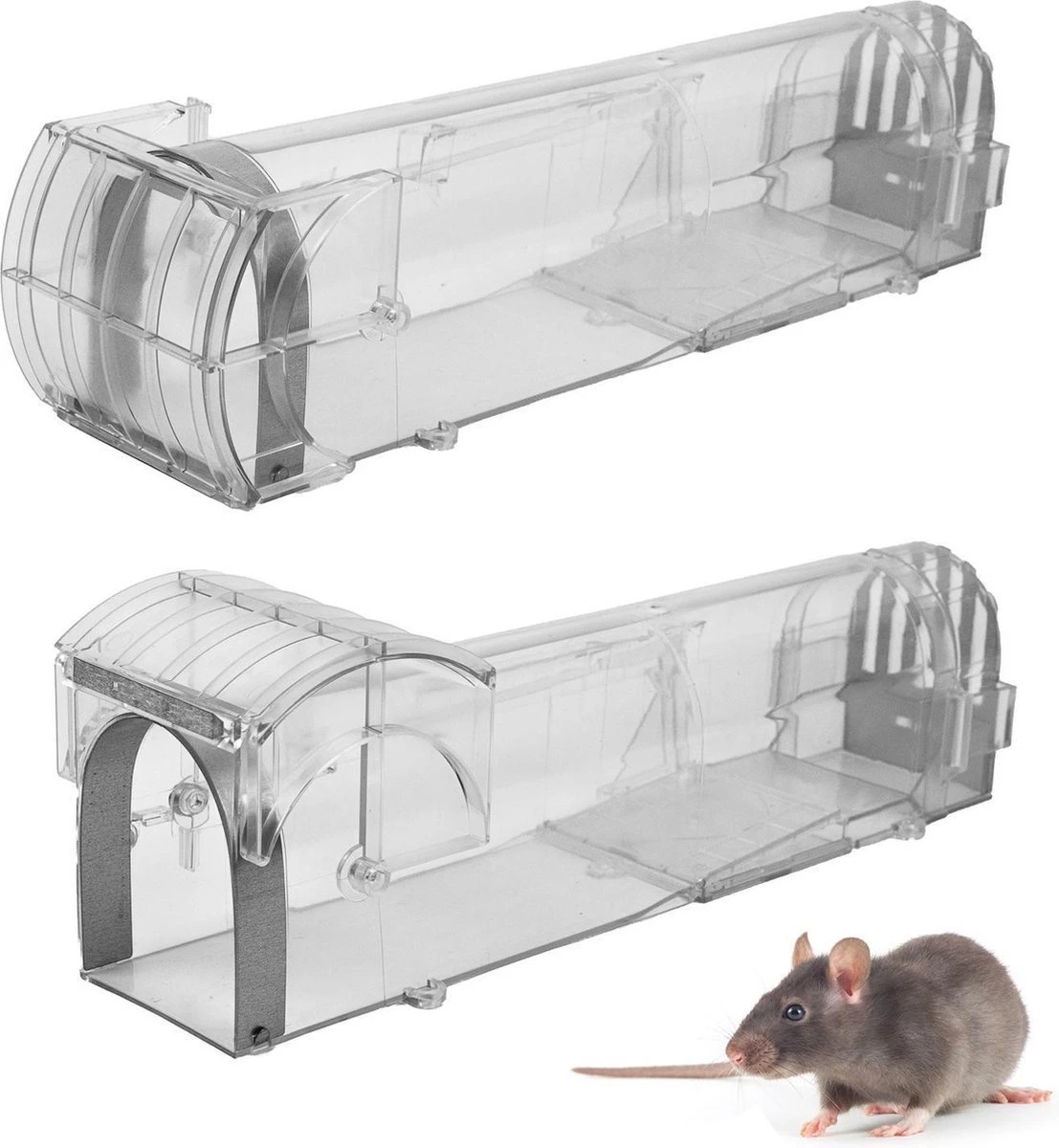 Merkloos Muizenval Diervriendelijk - Muizenvanger - Muizenval Voor Binnen En Buiten - Rattenval - Transparant - Afbeelding 2