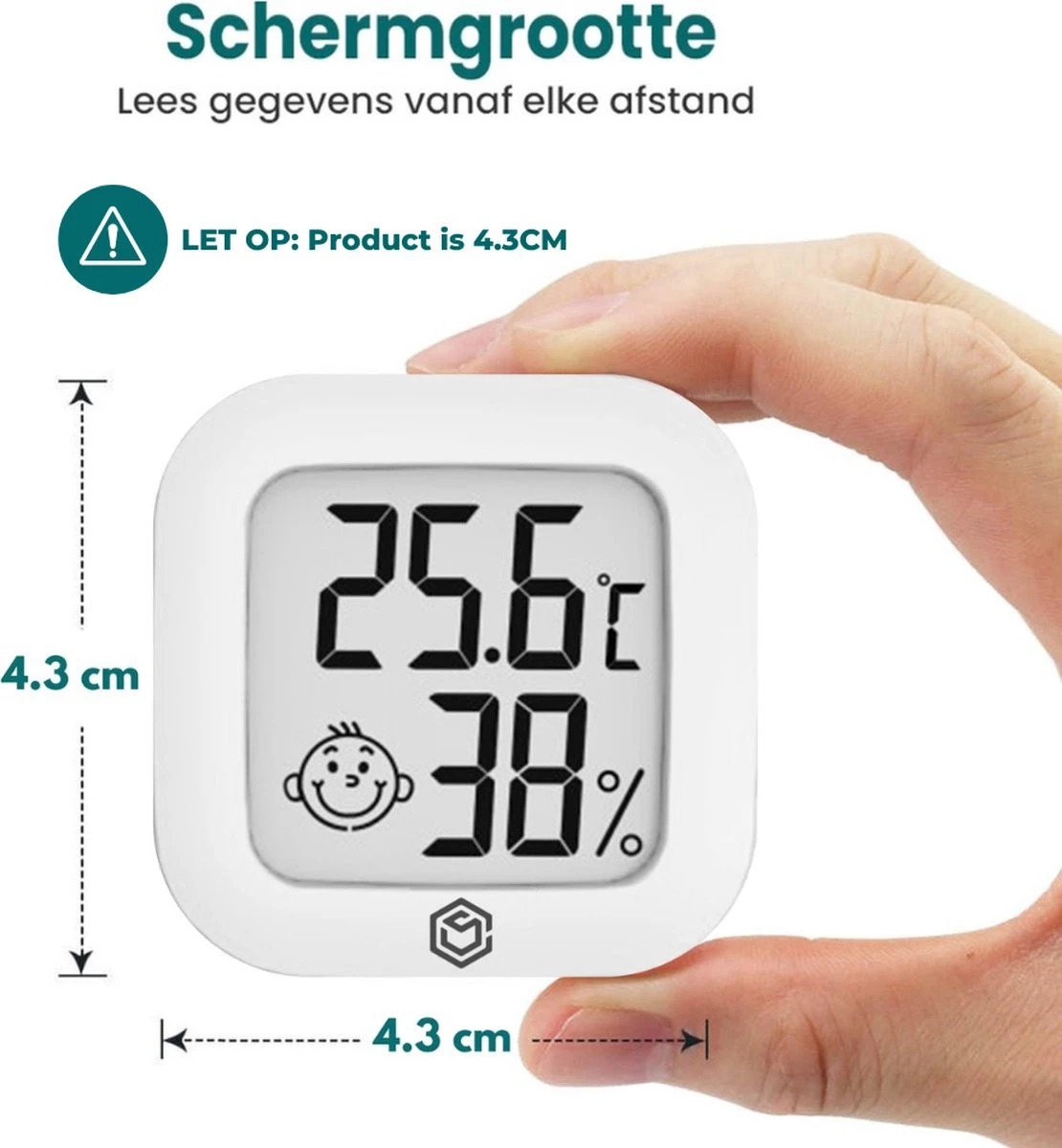 Ease Electronicz Hygrometer - Weerstation - Luchtvochtigheidsmeter - Thermometer Voor Binnen - Incl. Batterij En Plakstrip - Afbeelding 2