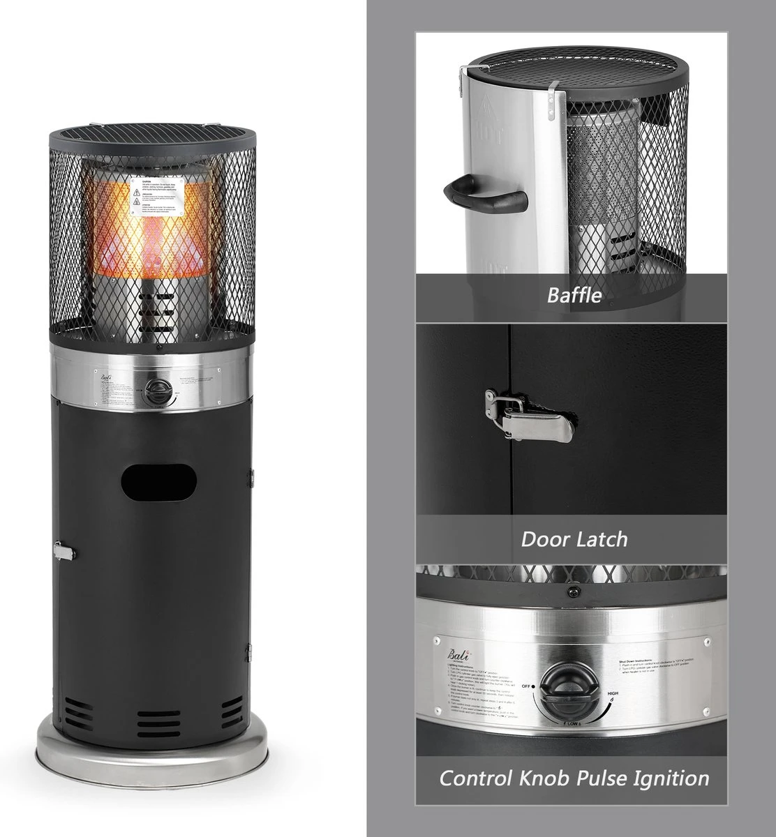 Balioutdoors Lounge Terrasverwarmer 7.3kW -Staande Heater - Gas - Incl. Gasdrukregelaarset 50 Mbar & Slang 50 Cm - Model SRPH92 - Afbeelding 9