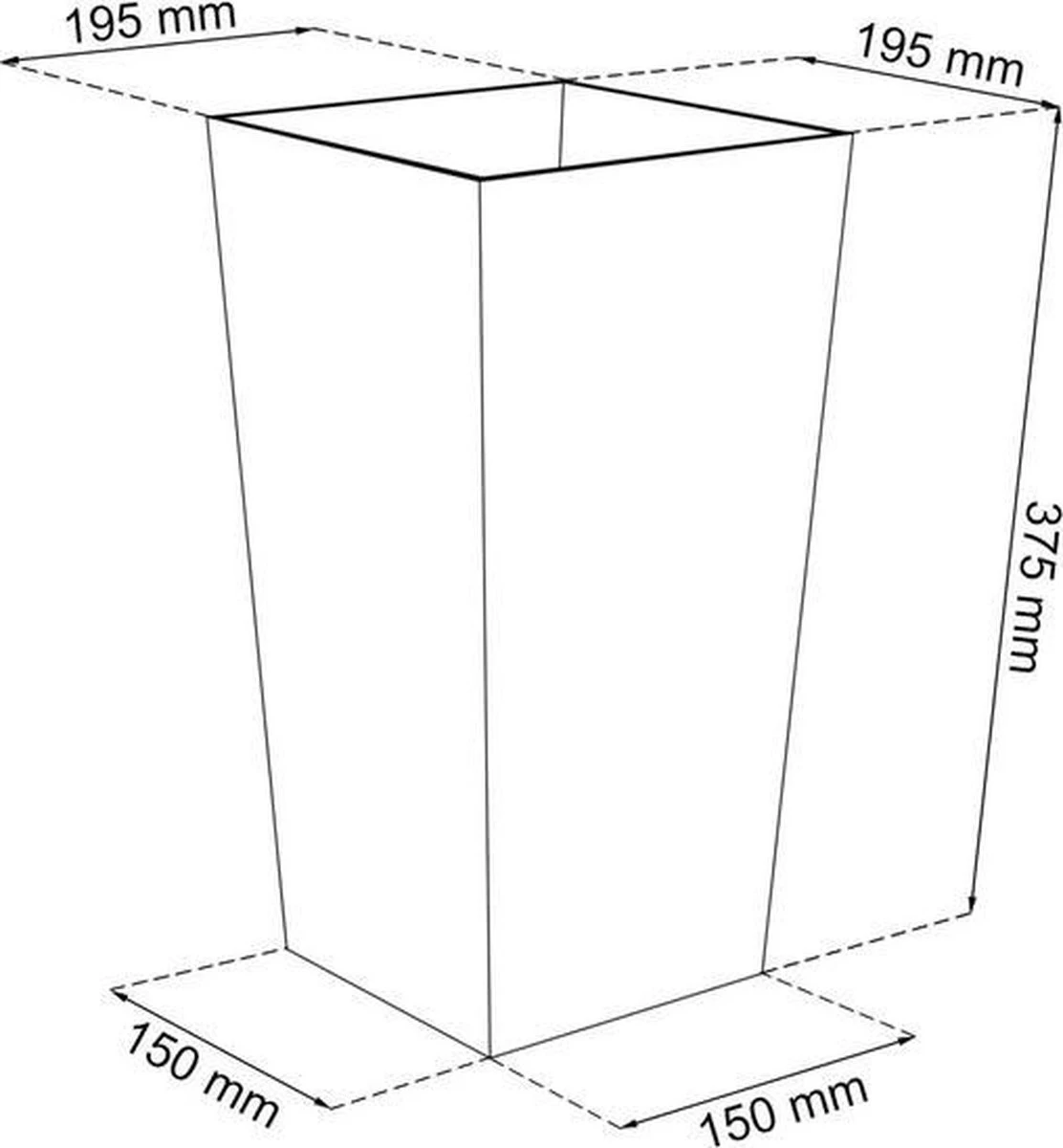 Prosperplast Kunststof Urbi Bloempot/plantenpot Met Binnenpot Antraciet 19 X 19 X 37 Cm - 5/11,4 Liter - Hoge Vierkante Bloempotten - Afbeelding 4