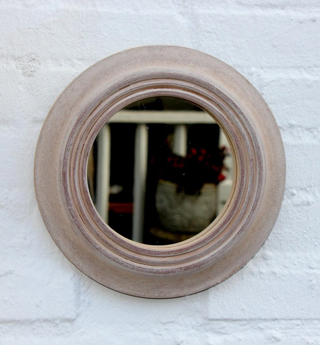 Wandspiegel In Houten Lijst | Houten Spiegel | Tuinspiegel | Buitenspiegel | Glazen Spiegel | Ronde Spiegel | 25 Cm | Muurdecoratie | Wanddecoratie - Afbeelding 4