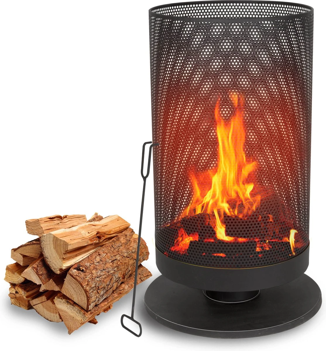 BBQ Collection Vuurkorf Op Voet - 72,5 Hoog - Ø 44,5 Cm - Inclusief Pook - Staal - Zwart