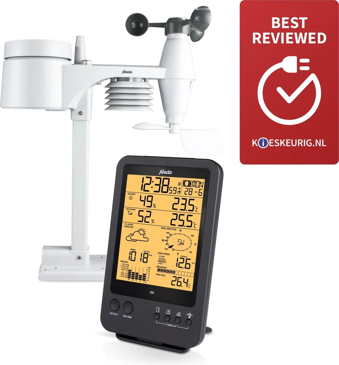 Alecto WS-4700 - Professioneel Weerstation Met Draadloze Buitensensor - 6-in-1 - Afbeelding 2