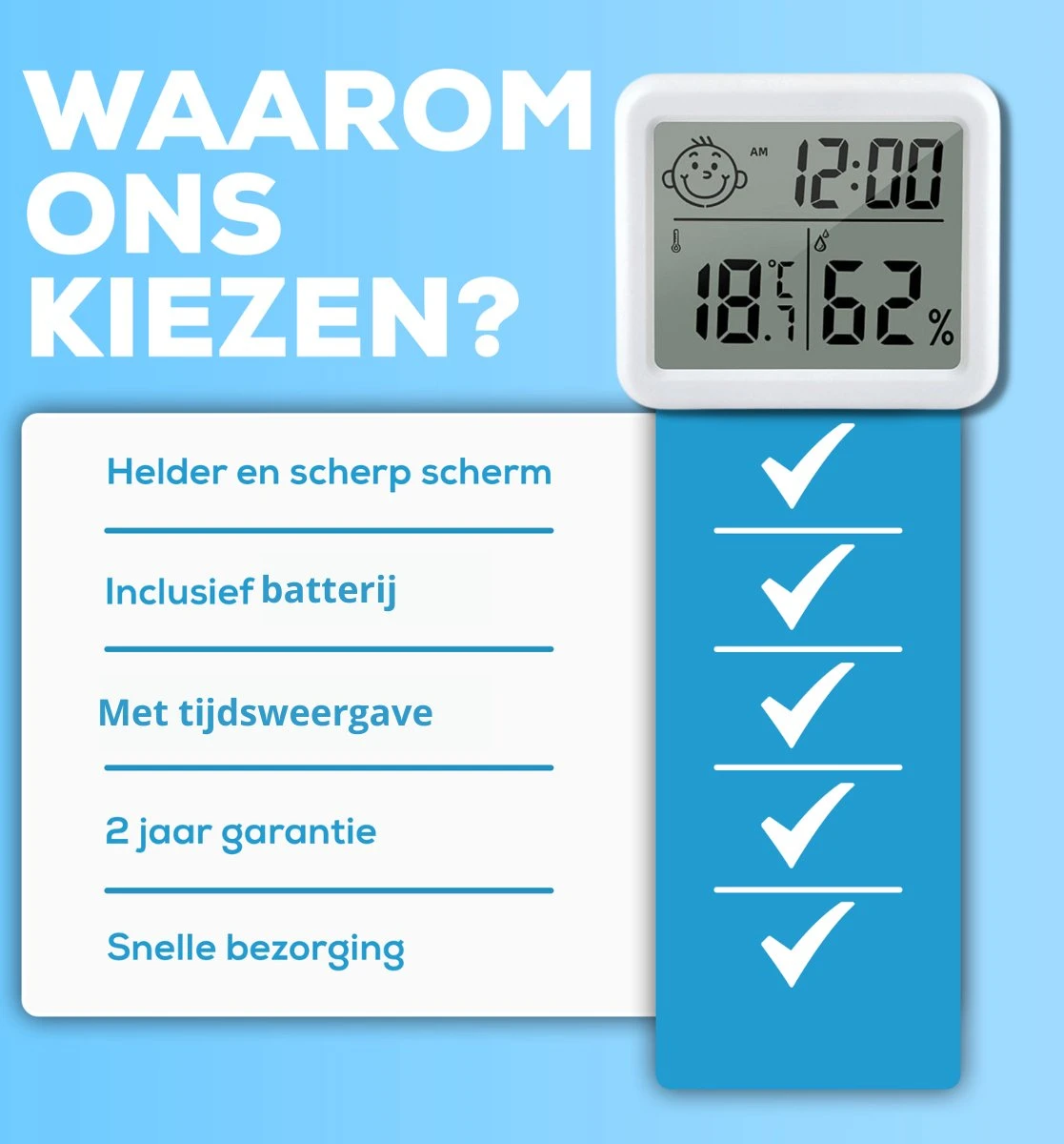 Infinite Goods Hygrometer - Weerstation - Luchtvochtigheidsmeter - Thermometer Voor Binnen - Vochtmeter - 2 In 1 - Incl. Batterij - Afbeelding 8