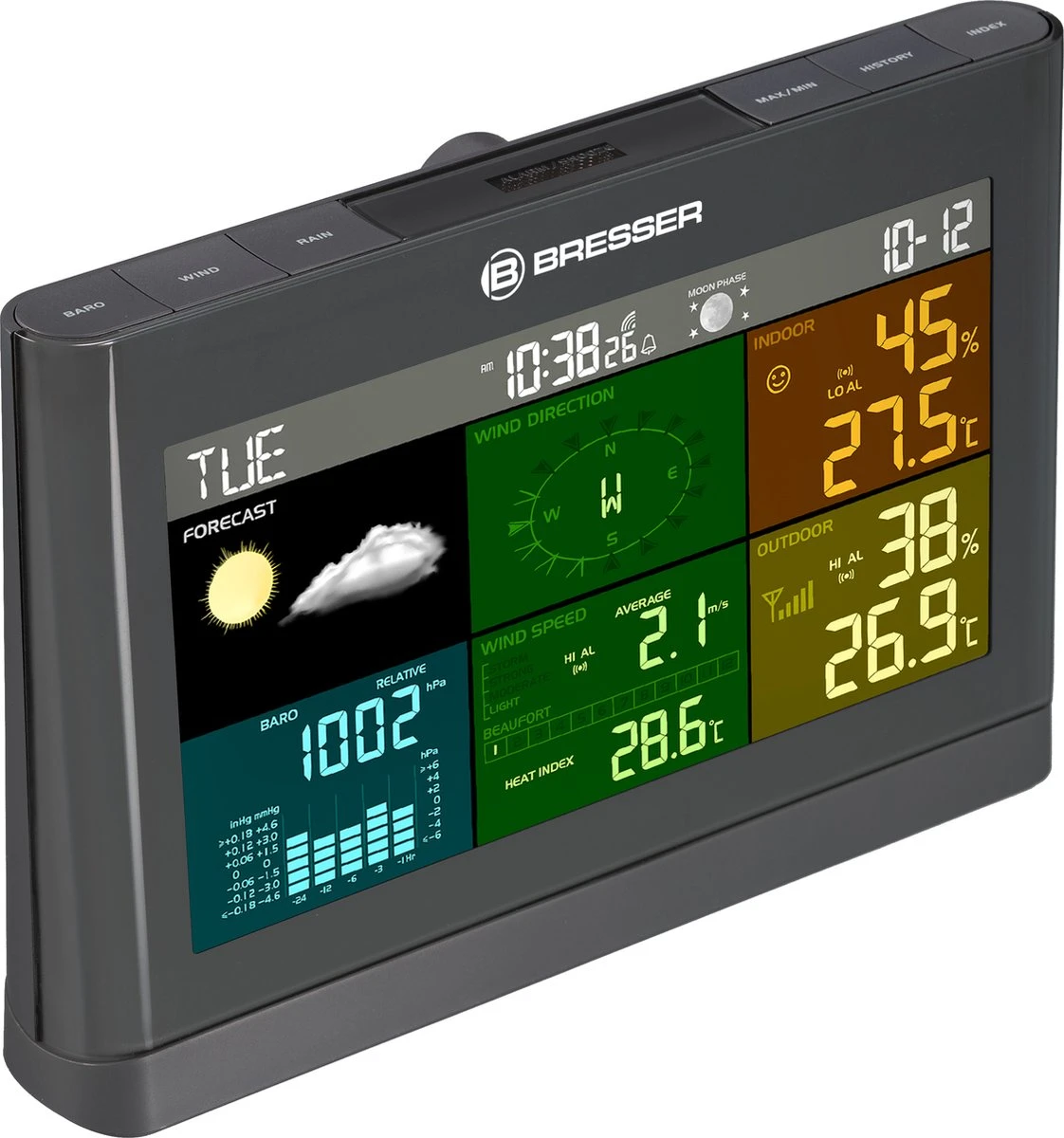 Bresser 5-in-1 Weerstation - Met Multifunctionele Buitensensor - Met Regen- En Windmeter - Grijs - Afbeelding 4