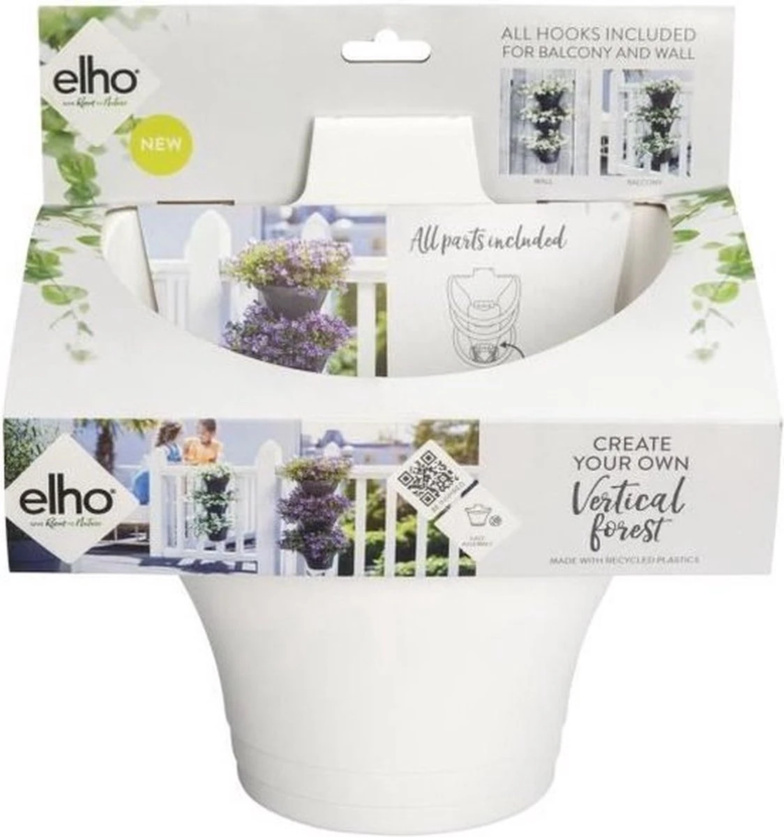 Elho Corsica Vertical Forest 24 - Bloempot Voor Balkonbuiten - Ø 26.7 X H 29.7 Cm - Wit/Wit - Afbeelding 11