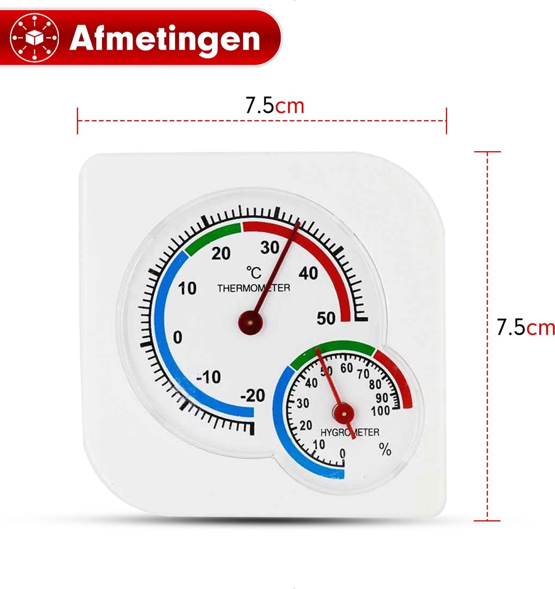 Professor Q - Thermometer/Hygrometer Analoog - Analoog Thermometer En Hygrometer In 1 - Binnen En Buiten – Wit - Afbeelding 5