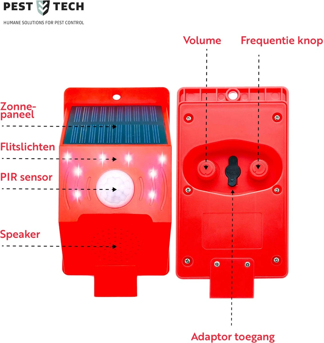Pest-Tech™ PT-219 | Ultrasone Kattenverjager Op Zonneenergie | Kattenschrik | Marterverjager | Dierenverjager | Kattenafweermiddel | Ongedierte Verjager - Met USB Oplaadkabel - Afbeelding 5
