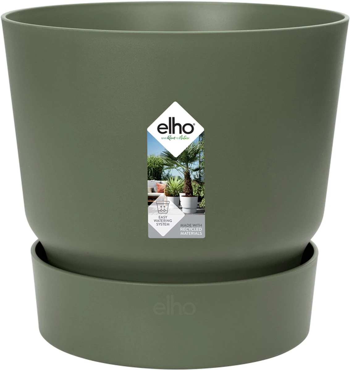 Elho Greenville Rond 30 - Grote Bloempot Voor Buiten - Gemaakt Van Gereycled Plastic - Ø 29.5 X H 27.8 Cm - Blad Groen - Afbeelding 4