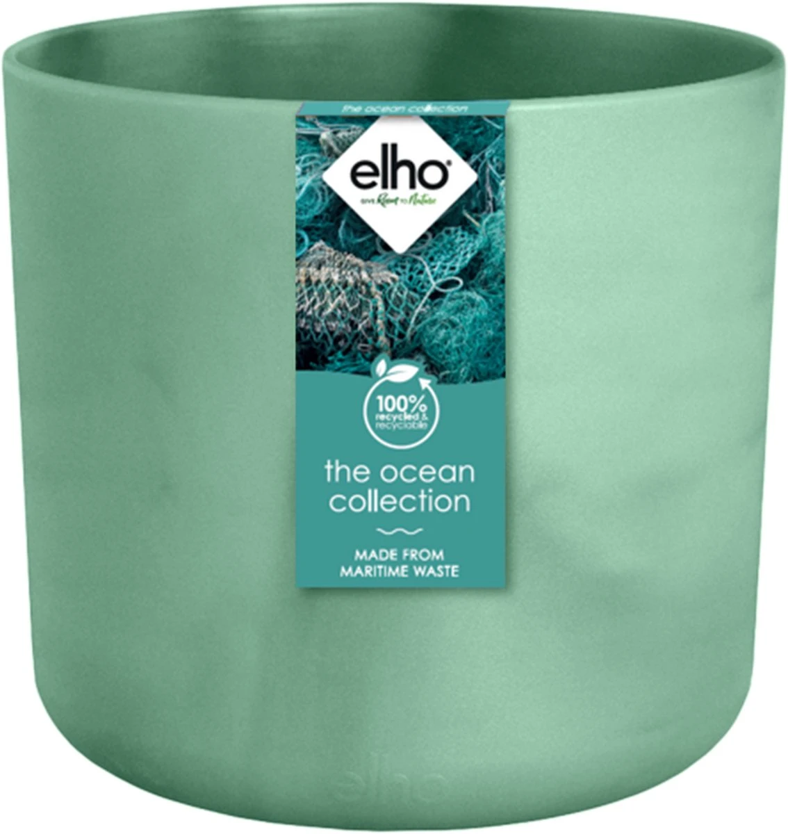 Elho The Ocean Collection Round 22cm - Bloempot Voor Binnen - 100% Gerecycled Materiaal - Gemaakt Met Zeeafval - Ø 22.3 X H 20.4 Cm - Pacifisch Groen - Afbeelding 5