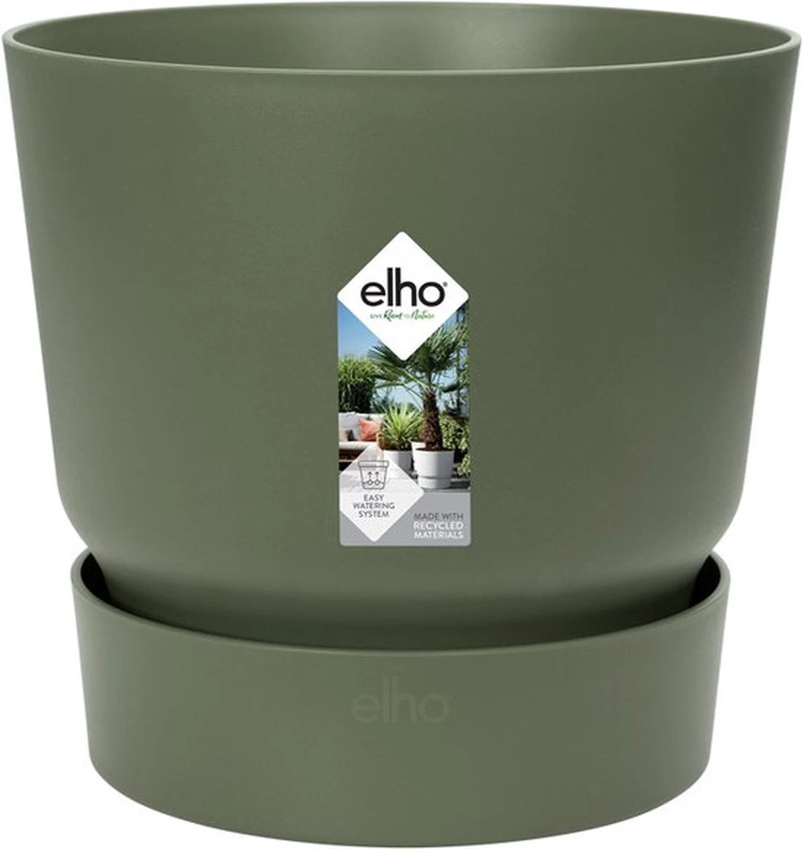 Elho Greenville Rond 30 - Grote Bloempot Voor Buiten - Gemaakt Van Gereycled Plastic - Ø 29.5 X H 27.8 Cm - Blad Groen - Afbeelding 8