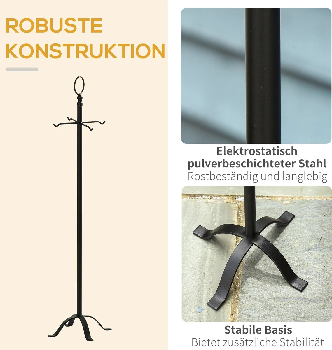 Outsunny Haardset 5-delige Haardset, Bestaande Uit Borstel, Schep, Tang, Pook En Houder 842-201 - Afbeelding 4