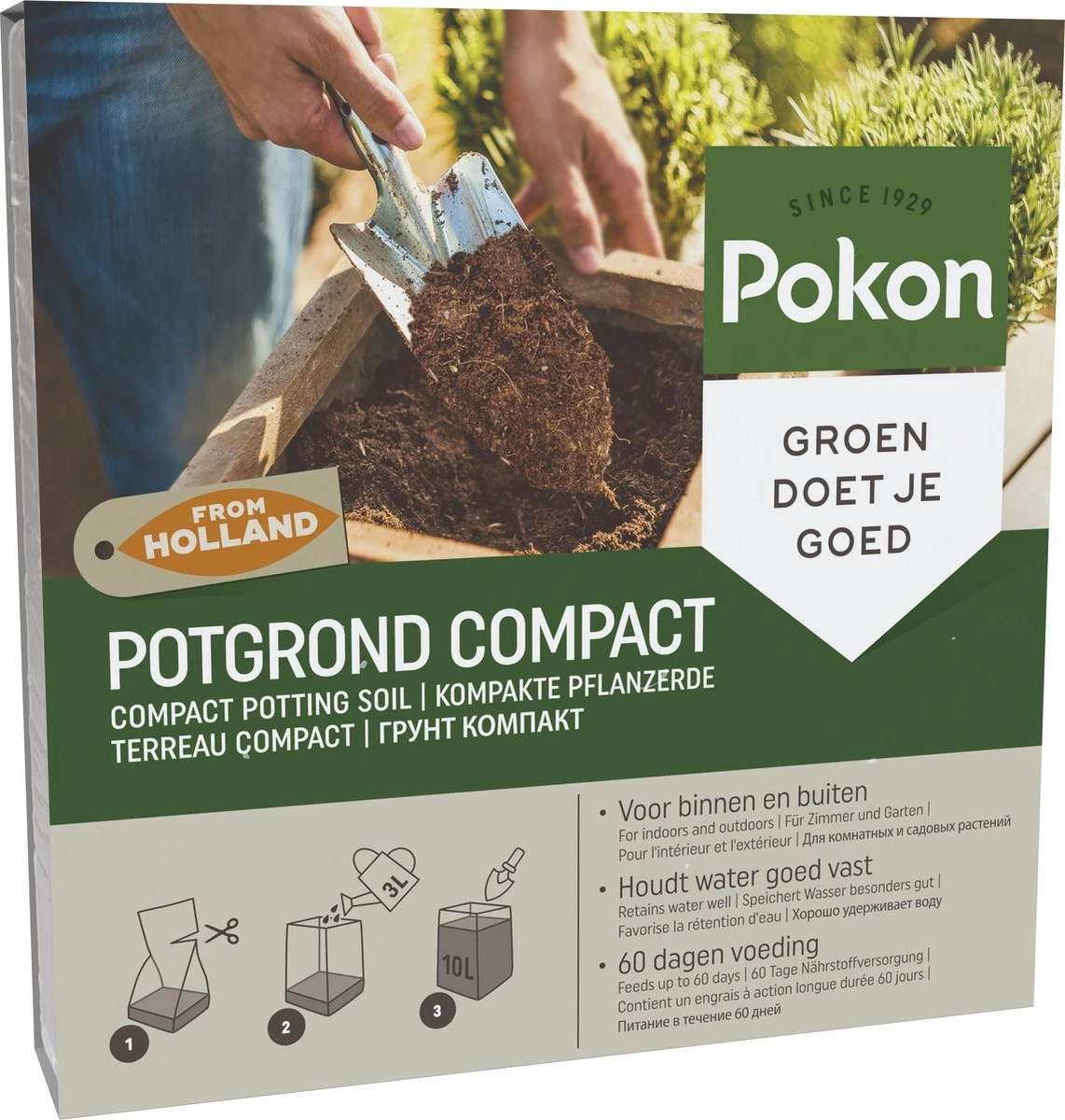 Pokon Kokos Potgrond Compact - 10l - Potgrond (universeel) - 60 Dagen Voeding - Alleen Water Toevoegen - Afbeelding 2