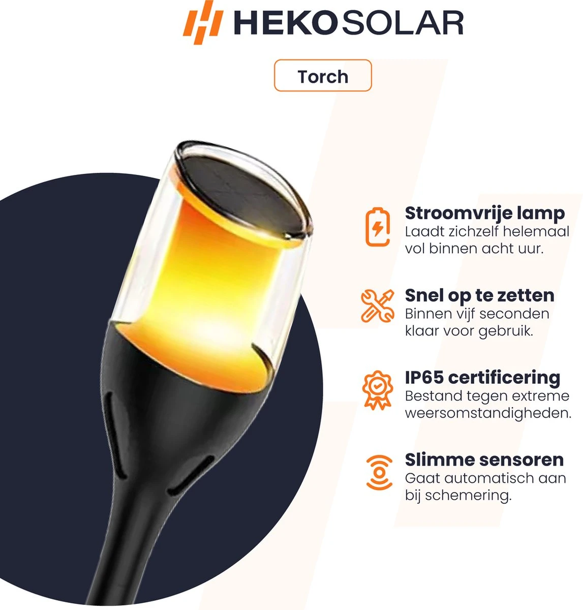 HEKO Solar® Tuinverlichting Torch - 4 Stuks - Fakkels - Op Zonne-Energie - Automatisch Aan/Uit - Eenvoudige Installatie - Afbeelding 2