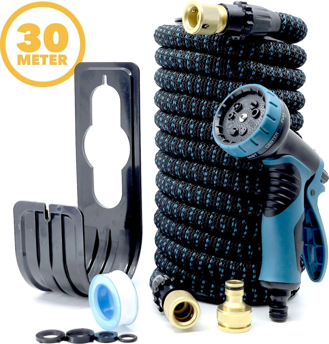 Complete Set Tuinslang Van 30 Meter Met Flexibel Ontwerp – Sproeikop Met 9 Standen – Licht In Gewicht & Makkelijk Opbergen – Uitrekbare Slang - - Afbeelding 3