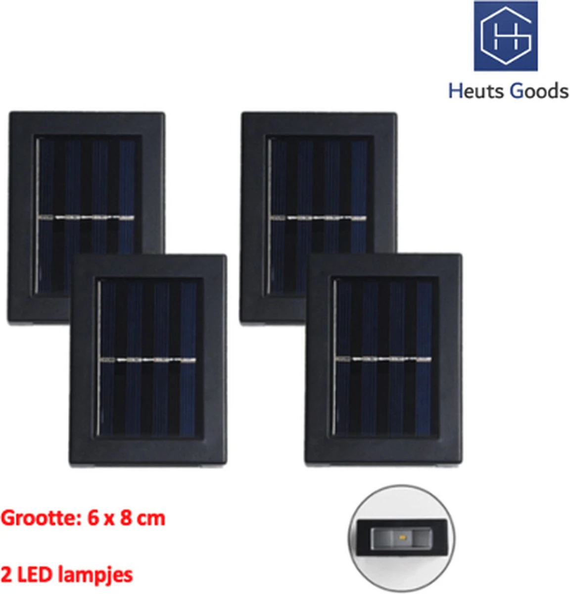 Merkloos Heuts Goods - Solar Tuinverlichting - Tuinverlichting Op Zonneenergie - Solar Wandlamp Voor Buiten - 2 LED Lichten - Warm Wit Licht - 2 Stuks - Small - Afbeelding 9