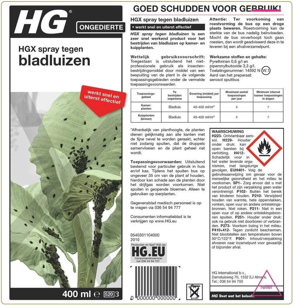 HGX Spray Tegen Bladluizen - 14592N - 400ml - Zeer Effectieve Tegen Bladluis - Snelle Werking - Afbeelding 2