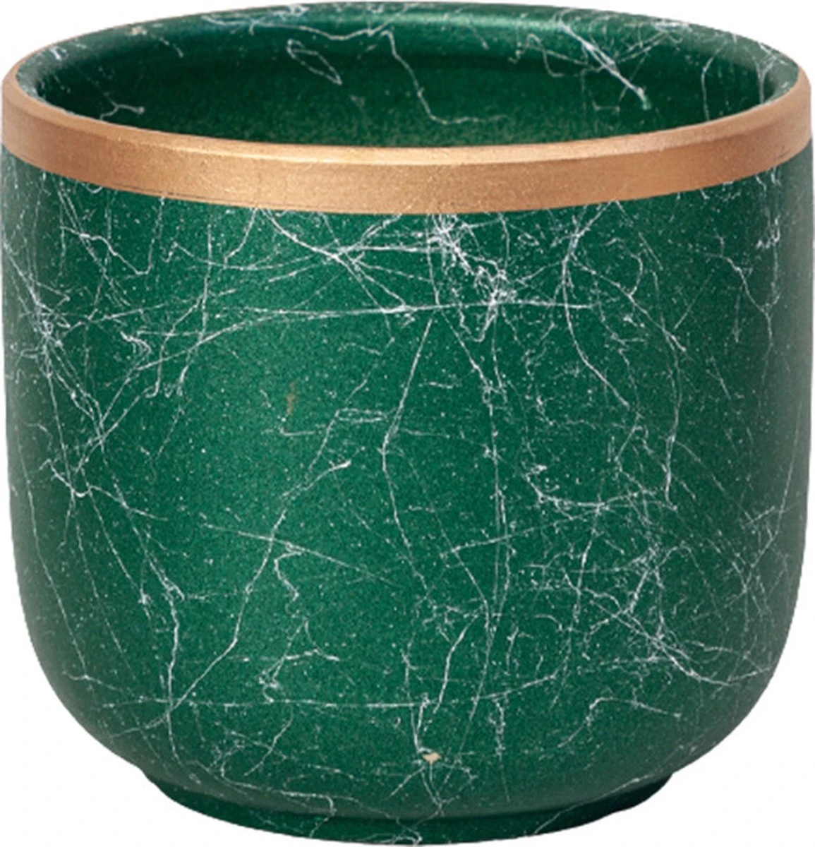 Bloempotten Binnen - Keramiek - Gouden Rand - Bloempot Buiten - Afvoergat 24 Cm - Groen – Groot - Afbeelding 5