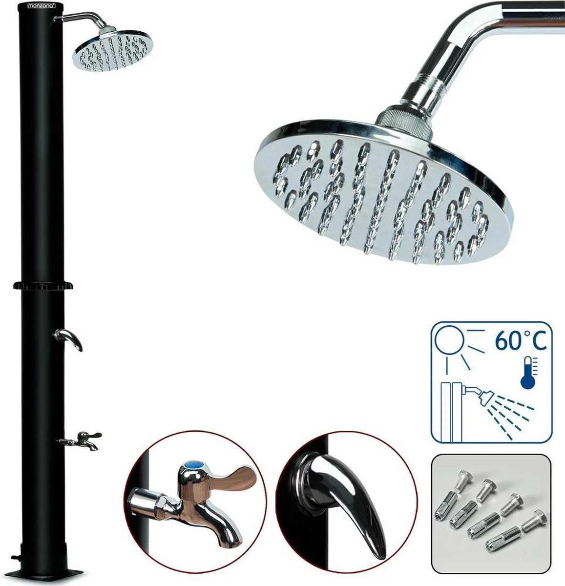 Merkloos Monzana Buitendouche/ Tuindouche - Warm Water Uit Zonne-energie 215cm - Afbeelding 11