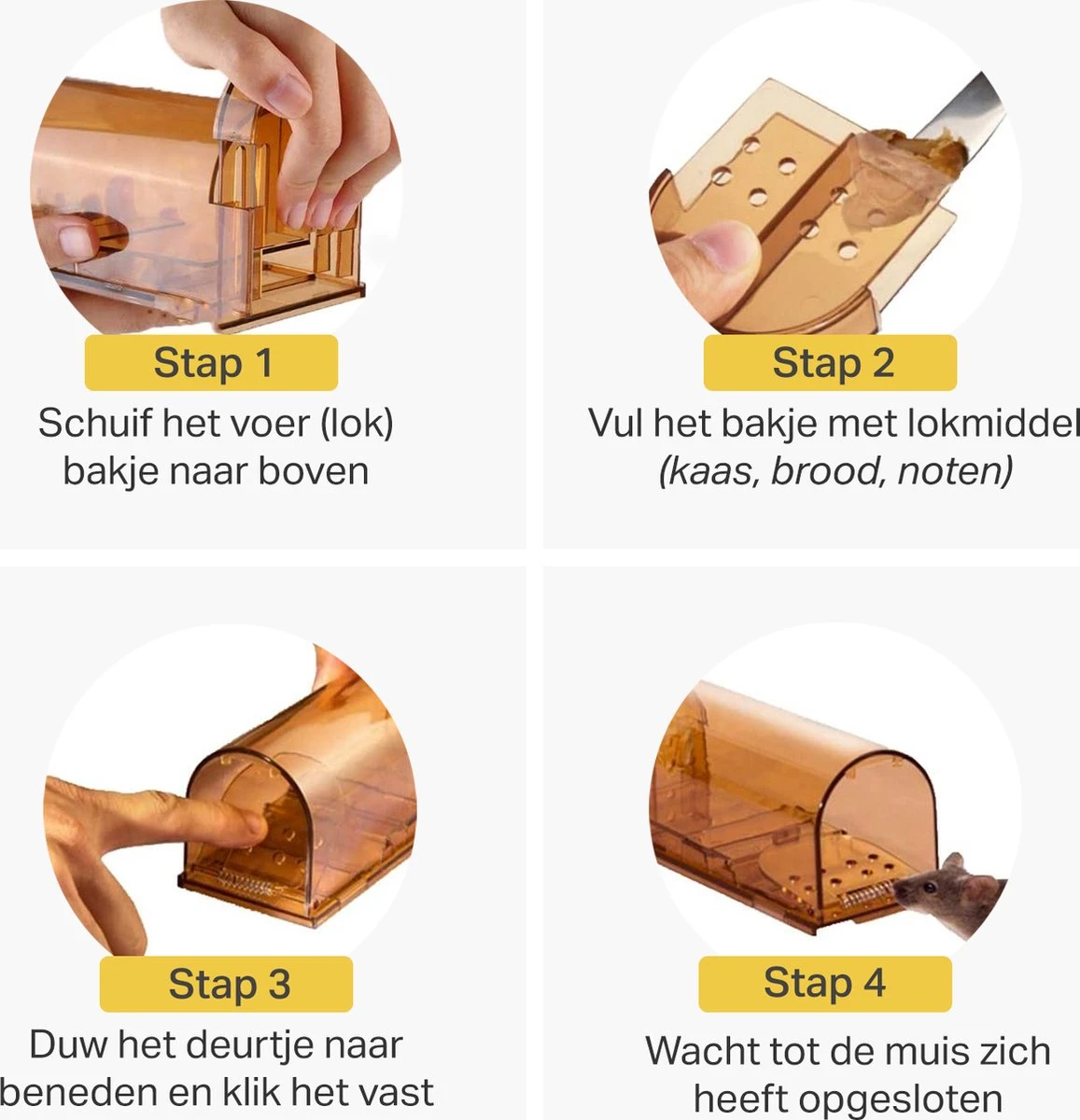 Vivid Green Diervriendelijke Muizenval Voor Binnen & Buiten - Muizenvallen - Muizenverjager - Mouse Trap - 2 Pack - Oranje - Afbeelding 5