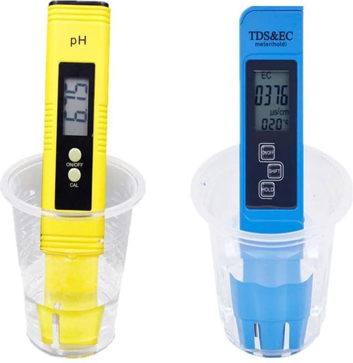 Merkloos 2 Stuks PH En EC Meter - Accurate Digitale PH-Meter En EC-Meter Voor Zwembad, Vijver, Aquarium