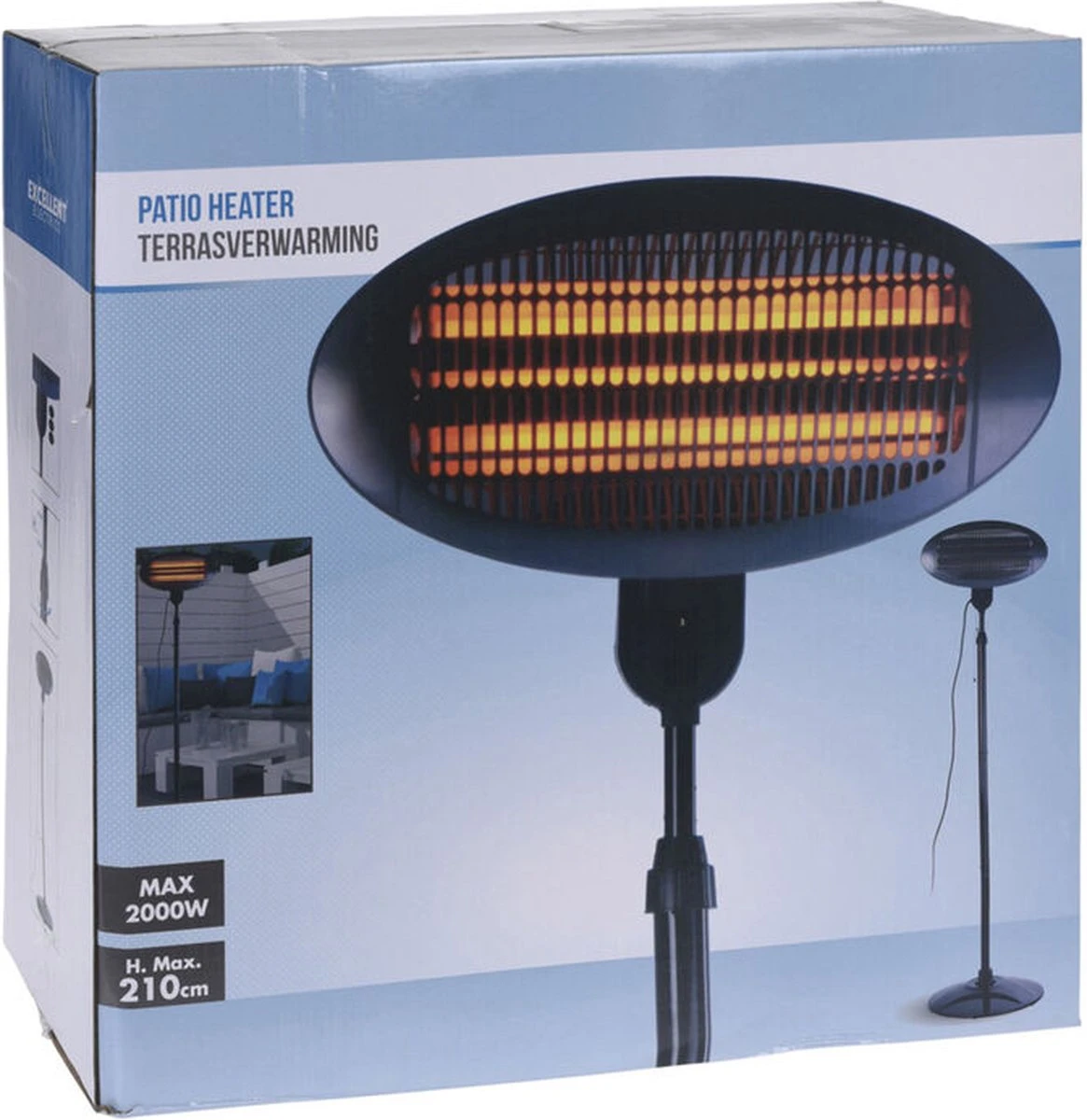 Merkloos Exellent Electrics Terrasverwarmer - Staand - 3 Warmte Standen - Tot 2000 Watt - Afbeelding 3