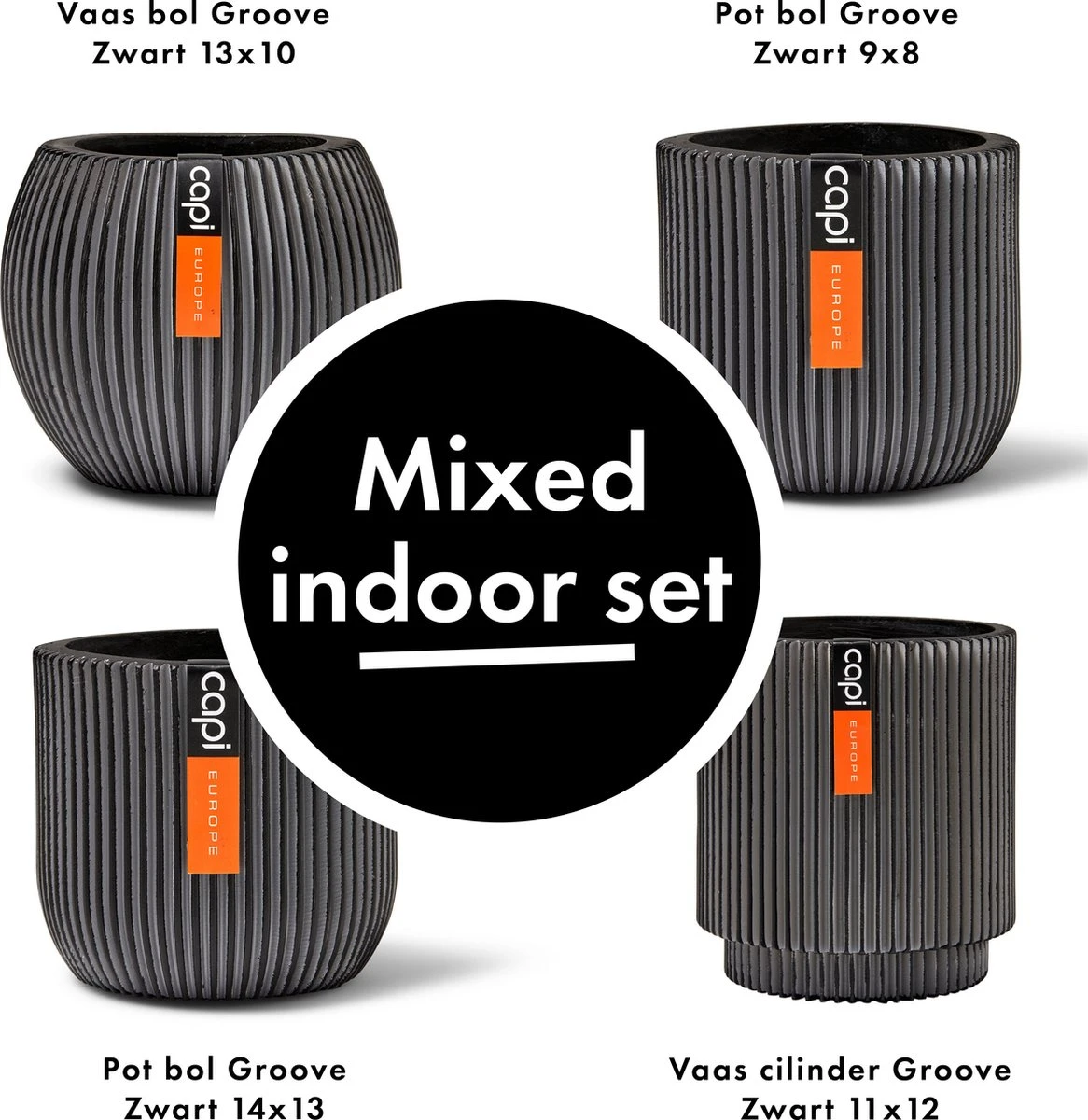 Capi Europe - Set Van 4 - Bloempot Binnen - Groove - Antraciet - Afbeelding 2