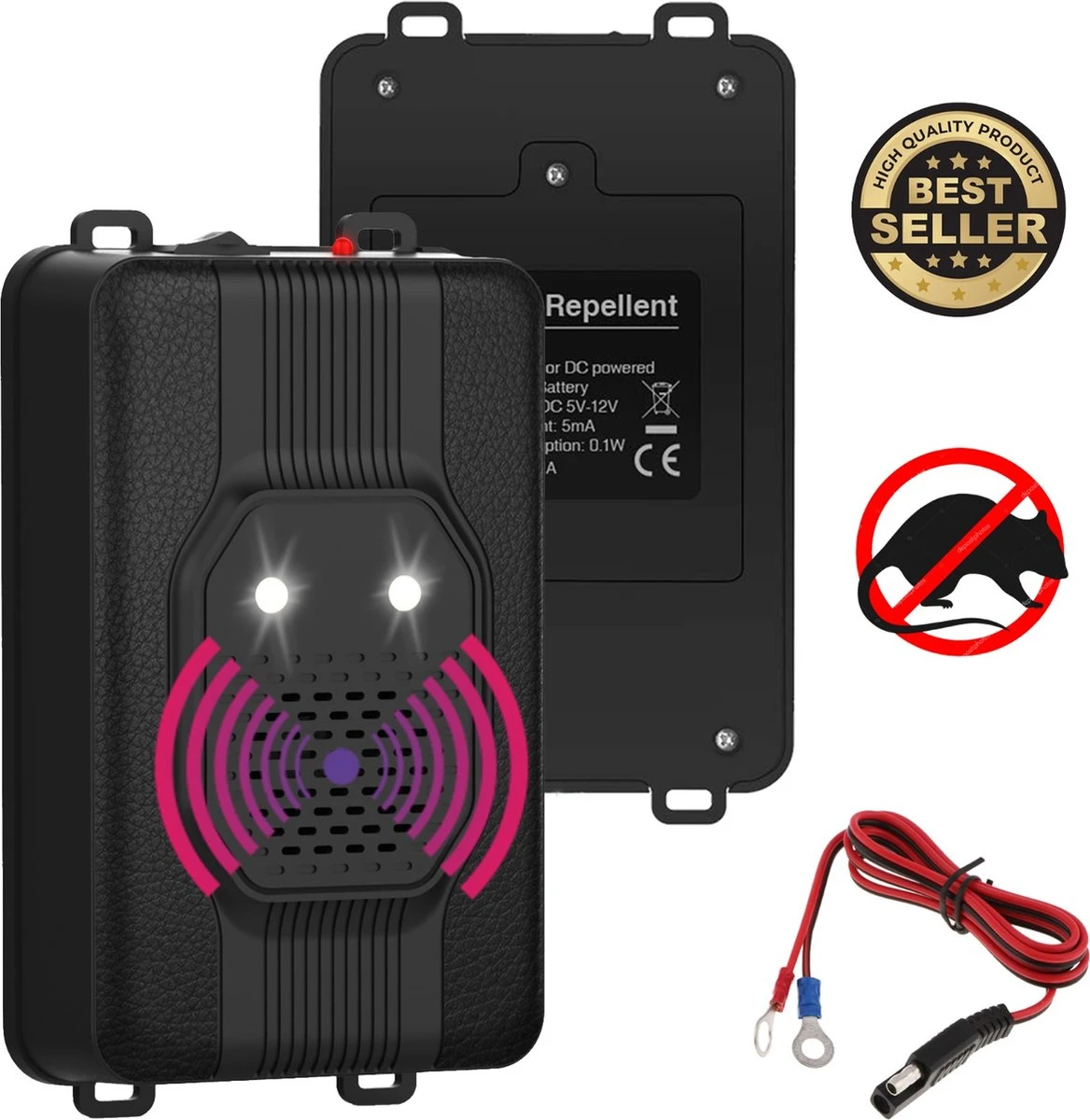 Xolby Marterverjager - Ongedierteverjager - Muizenverjager & Rattenverjager - Ultrasone & Flitsen - Werkt Op Autoaccu, Batterijen Of Netstroom - Voor Binnen, Buiten En Auto - Afbeelding 2