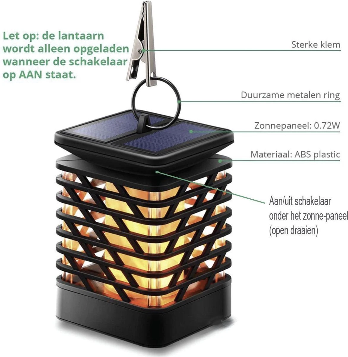 VoordeelShop Solar Tafellamp Set Van 2 Stuks - 13.8cm - Zwart - Solar Tuinverlichting - Led Buitenverlichting Op Zonne Energie Met Sensor - Tuin Fakkel - Voor Binnen En Buiten - Vlam Effect - Afbeelding 3