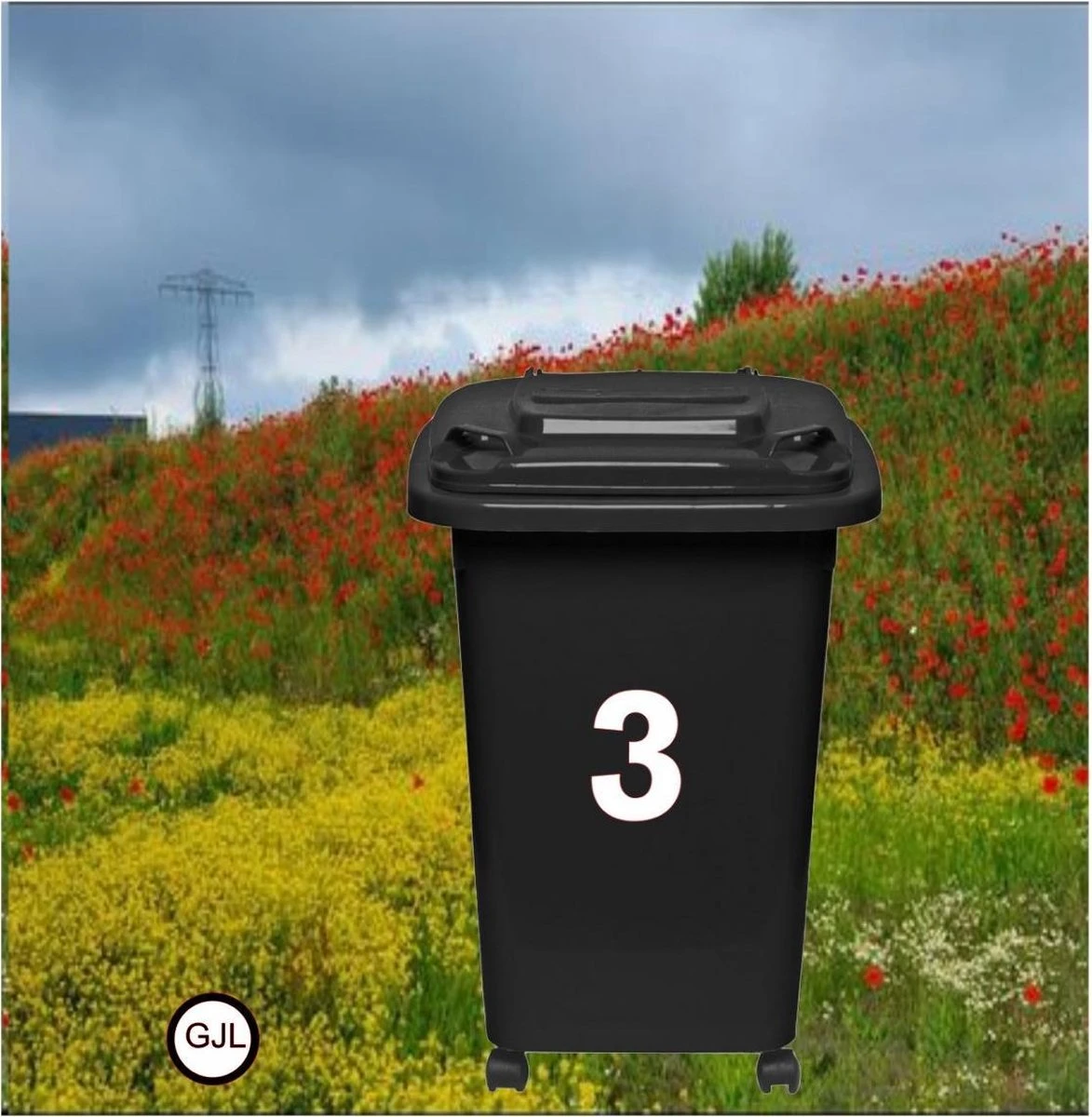 Merkloos Cijfersticker - Wit - 10 X 5 Cm - Kliko - Brievenbus - Deuren - Containers - Voorraadbakken - Ramen - Nummer 3 - Afbeelding 2