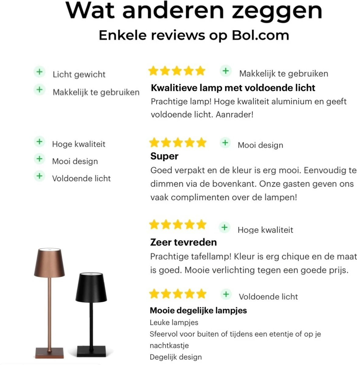 Signity® Mini Oplaadbare Tafellamp - Tafellamp Slaapkamer En Woonkamer - Draadloze Tafellamp Voor Binnen En Buiten - Draadloze Tafellamp Op Batterijen- Tafellamp Oplaadbaar - Tafellamp Zwart - 26cm - Afbeelding 4