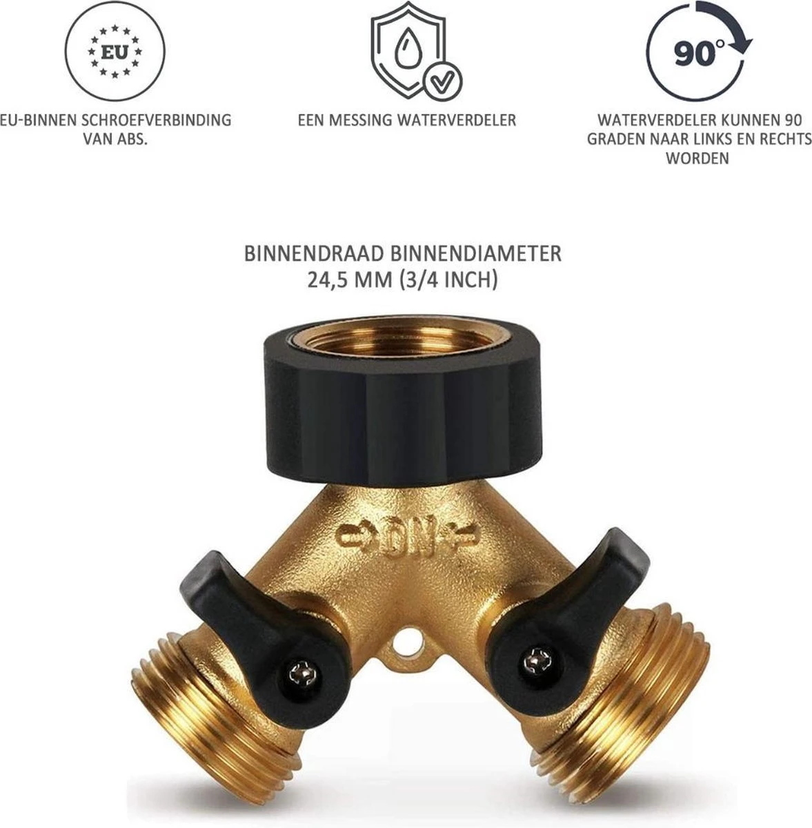 Y Stuk Kraan - Kraan Splitter - Waterverdeler - Buitenkraan - Waterverdeler 2 Weg – Messing - Afzonderlijk Af Te Sluiten - Afbeelding 6