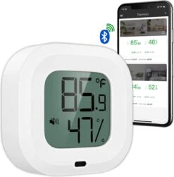 YUCONN Hygrometer Bluetooth - Temperatuurmeter Binnen En Buiten - Weerstation Draadloos - Luchtvochtigheidsmeter Binnen En Buiten - Digitaal Gratis App