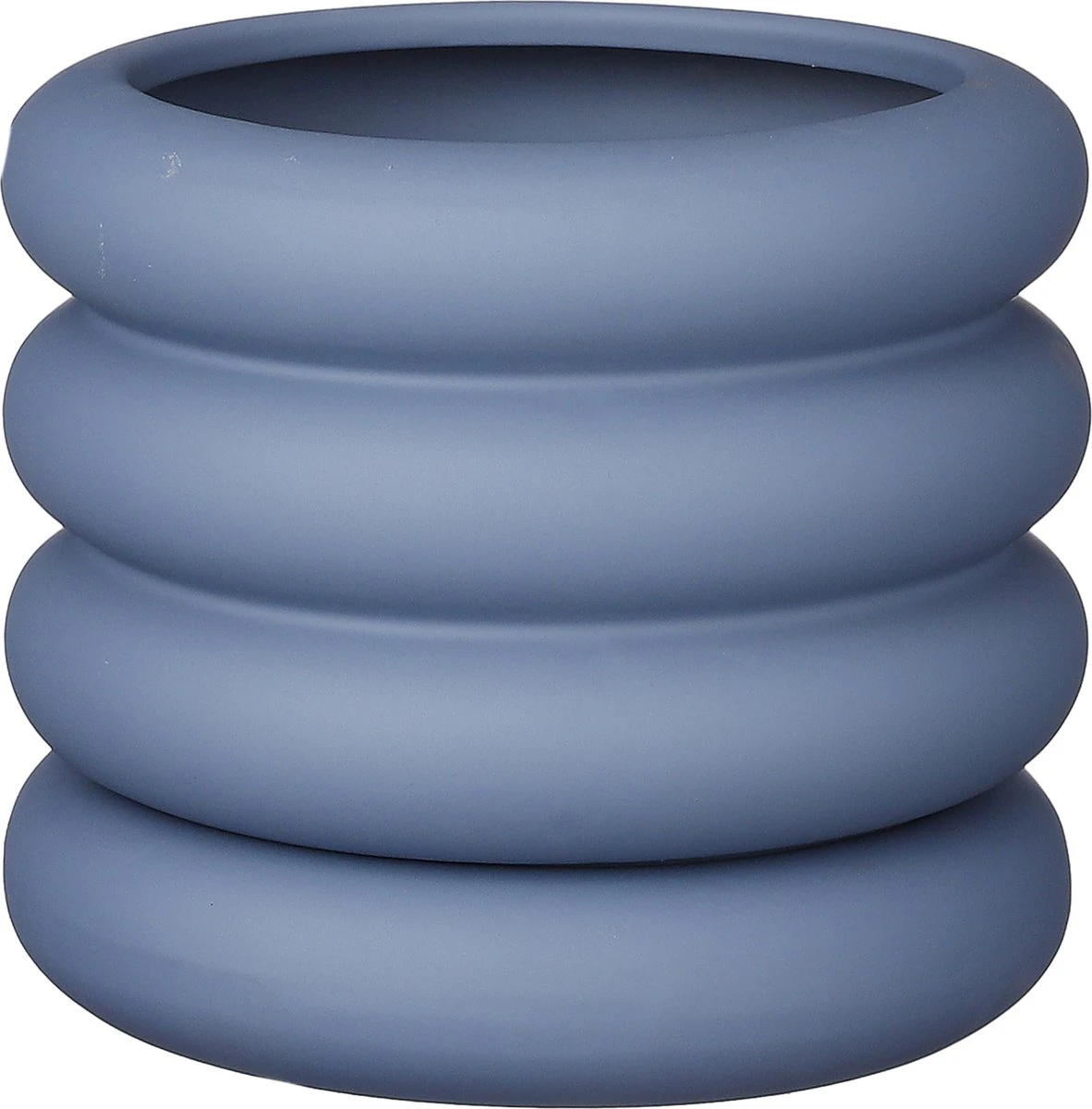 Mica Decorations Ilse Bloempot Met Schotel - H16 X Ø18,5 Cm - Keramiek - Blauw