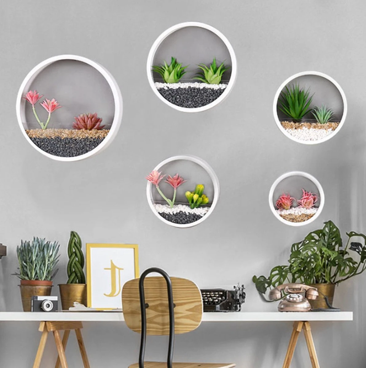 Ronde Muur Plantenbak Zwart - Decoratie - Planten - Interieur - Bloemen - Woondecoratie - Muurbekleding - - Afbeelding 3